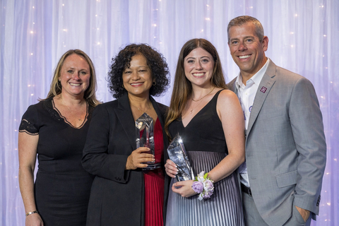 original Maxim Healthcare Leaders Jarrod DePriest and Kellie Lanier present Sothavy Pfaff, an LVN from San Diego, and Mackenzie Leischner, a Lead Registered Behavior Technician from Orlando, with the National Caregiver of the Year awards. Pfaff and Leischner were honored during a national awards ceremony in Dallas on April 15th.