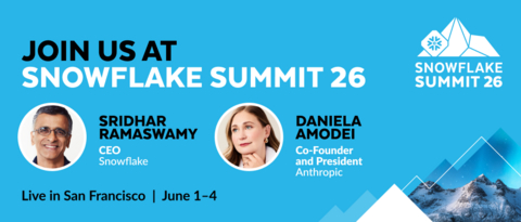 original Snowflake will host its biggest and boldest user conference to date, including a keynote discussion with Anthropic’s Co-Founder and President Daniela Amodei, 500+ sessions, 200+ on-site partners, and new AI-powered immersive event experiences