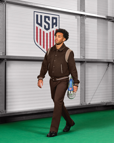 thumbnail U.S. Men’s National Team midfielder, Tyler Adams carries the limited-edition Tunnel Walk Bag, a cleat-inspired dopp kit that merges style with wellness and totes essentials like Advil and Sensodyne.