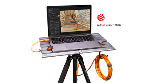 AeroTrac™ Workstation by Tether Tools, a portable system for laptop-based mobile workflows.