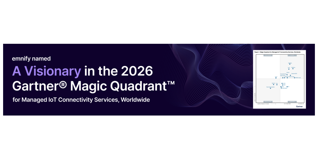 emnify es nombrada Visionaria en el Gartner® Magic Quadrant™ 2026 para Servicios Gestionados de Conectividad IoT a nivel global