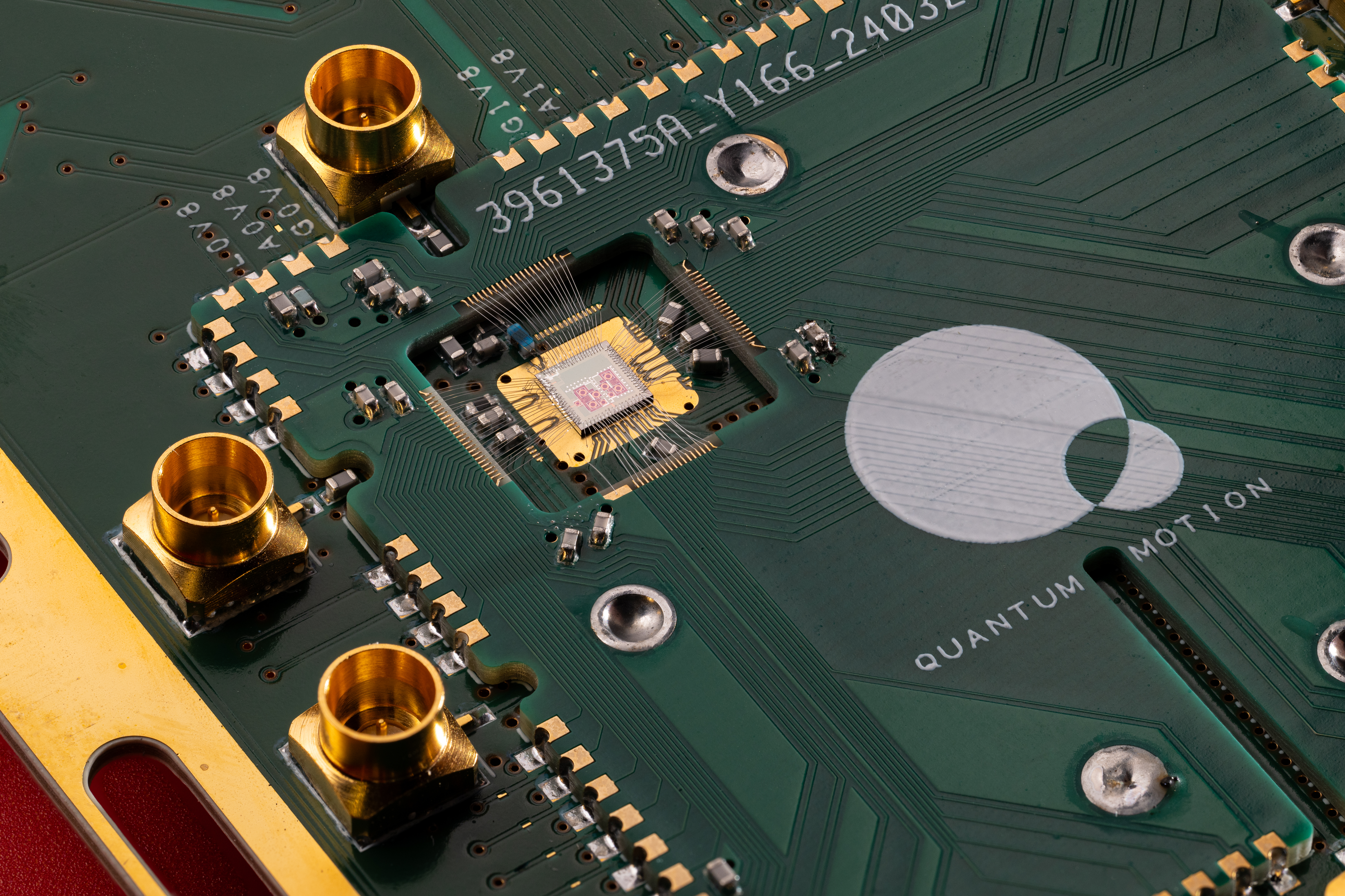 Quantum Motion silicon chip mounted on a PCB