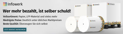 original Wer mehr bezahlt, ist selber schuld!
Vollsortiment: Papier, LFP-Material und vieles mehr
Niedrigste Preise: Deutlich unter üblichen Marktpreisen
Beste Qualität: Überzeugen Sie sich selbst
Jetzt Kontakt aufnehmen!