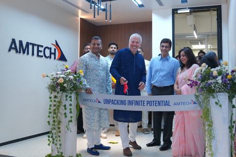 Chuck Schneider, CEO, and Vinod Kumar, Chief People & Culture Officer and India MD, Amtech Software; Subramanian Krishnan, SVP, Vista Equity Partners; and Amita Goyal, Partner, Zinnov, inaugurating the Amtech Software India office.