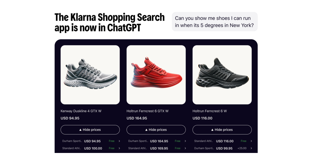  Klarna lancia l'app Shopping Search basata sull'AI in ChatGPT