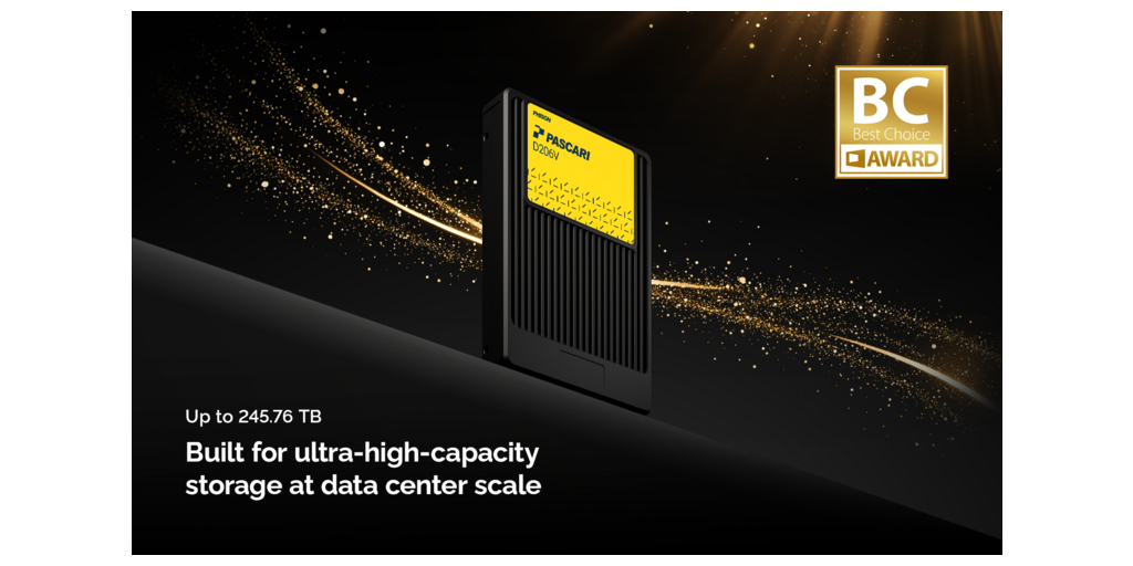 Il sistema di archiviazione aziendale Pascari di Phison premiato con il riconoscimento COMPUTEX Best Choice Golden Award per la sua rivoluzionaria capacità di 245.76 TB