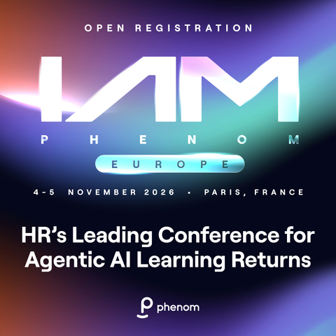 Phenom today announced registration is open for IAMPHENOM Europe 2026. The only applied AI event dedicated to human resources on the continent is taking place 4-5 November in Paris, France.