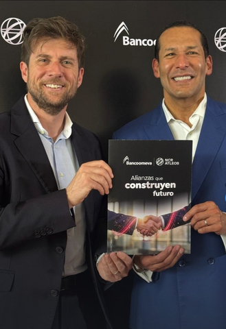original Jimmy Tarazona, Vice President of Global Network Expansion at NCR Atleos (left), and Dr. Marco Antonio Rizo Cifuentes, President of Bancoomeva (right), mark the launch of the NCR Atleos Cashzone ATM network in Colombia, expanding access to reliable, convenient cash for consumers nationwide.