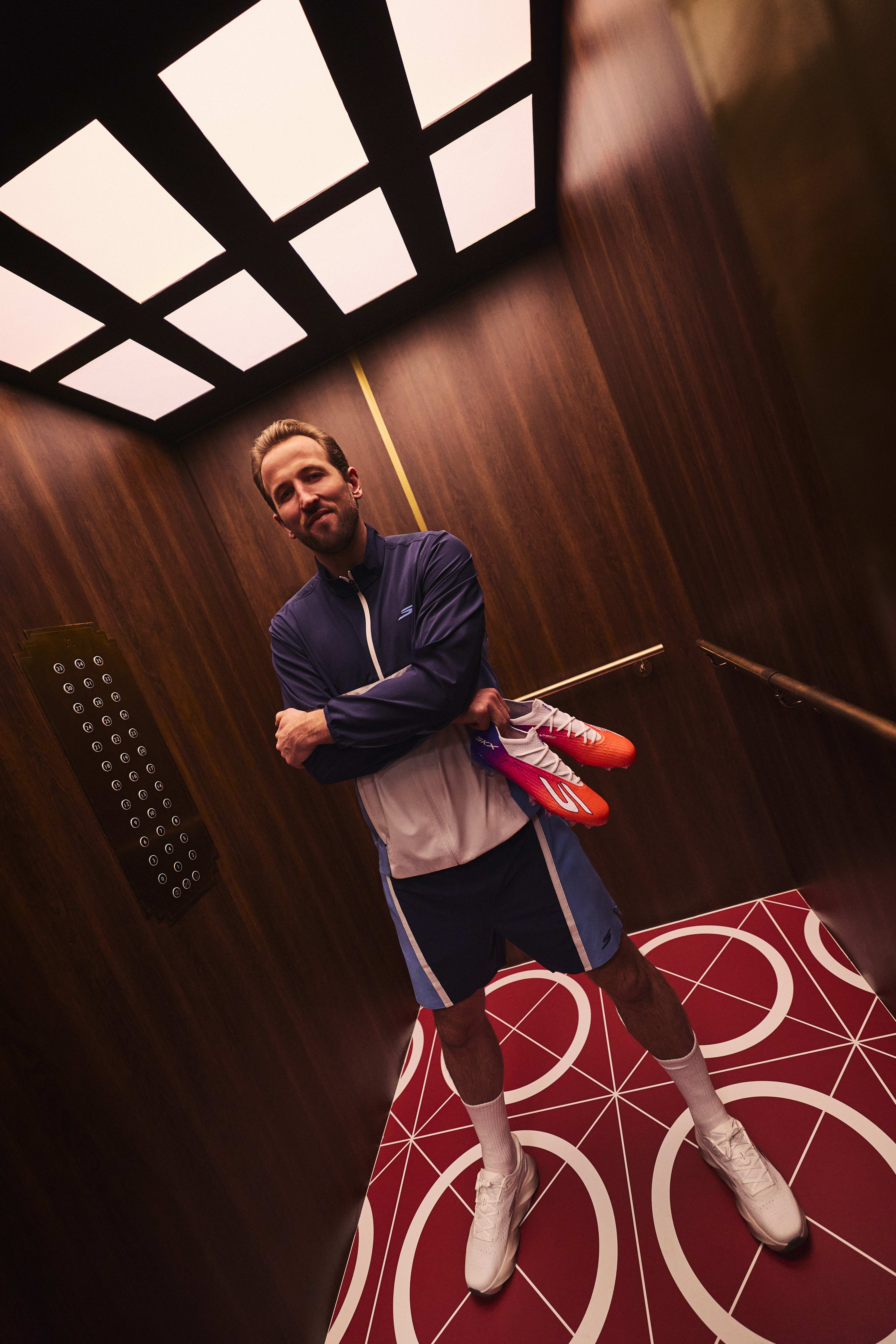 Skechers athlete and England captain Harry Kane with the SKX_2 boot from the new Sunset Pack.