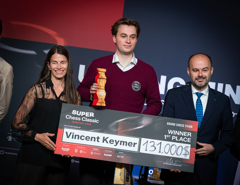 original Grandmaster Vincent Keymer from Germany captured the title at the Super Chess Classic Romania during the second leg of the 2026 Grand Chess Tour.
