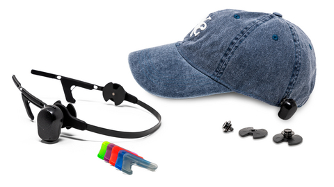 Left: Instant HearBand, a discreet behind-the-head wearable solution that offers an alternative to Softband 5.
Right: Instant SoundConnector, a small accessory fitted to a cap or other headwear, providing another non-surgical way to wear a Ponto sound processor.