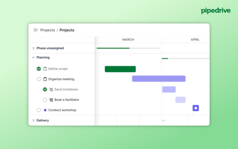 original Pipedrive Projects brings post-sale project management directly into the CRM, helping them maintain momentum after the deal closes.
