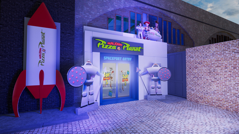 thumbnail Rendering of the Papa Johns Pizza Planet in London.
