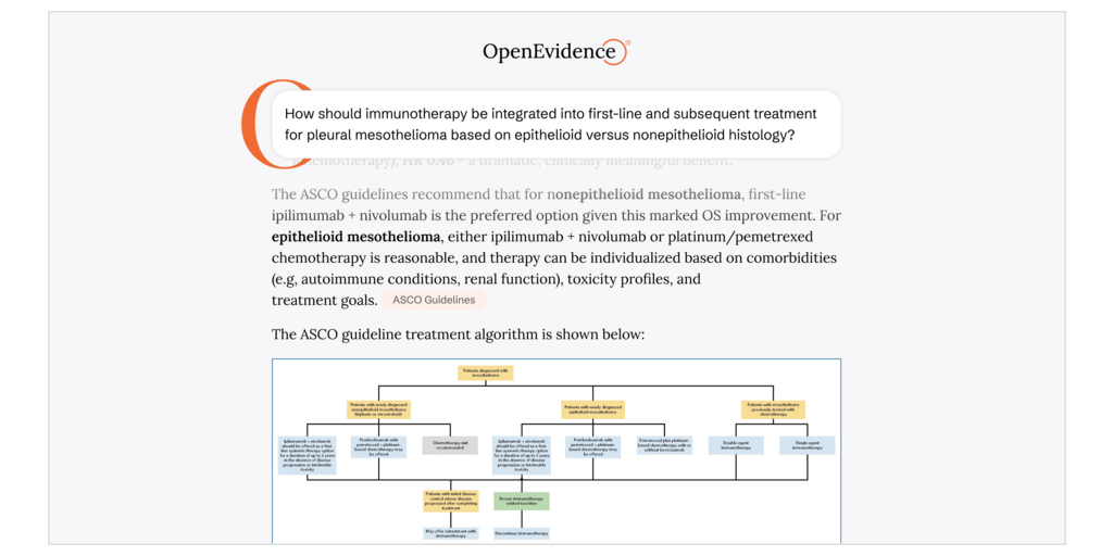 OpenEvidence Integrates ASCO Guidelines, Figures and Flowcharts into Specialty Oncology Model 1 ASCO Guidelines OpenEvidence integration PR