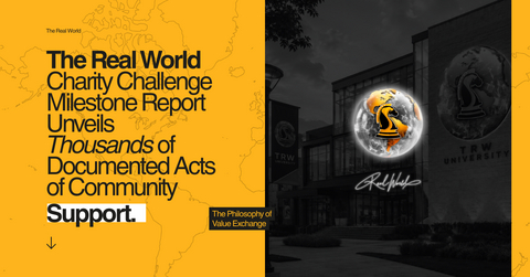 original The Real World Charity Challenge: 1,251 verified acts of community support completed by members across 14 countries in seven months. Cover of the official Impact Report.