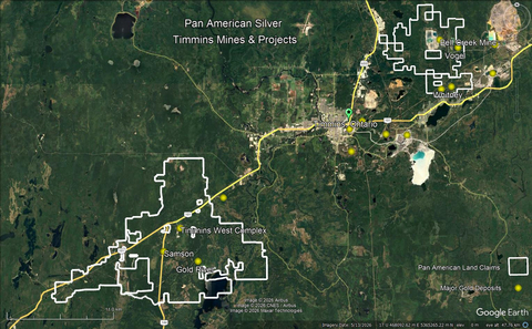 Pan American Timmins Property Map