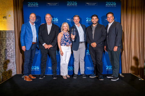 original Phil Sanginario, President & CEO of The Redesign Group, accepts the Dell Technologies 2026 North American Data Center Partner of the Year award on behalf of the company during Dell Technologies World 2026.