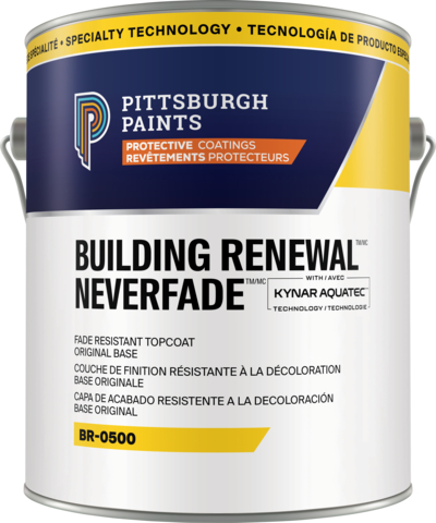 original Introducing the PITTSBURGH PAINTS™ Protective Coatings brand, including industry-leading, full-system solutions, trusted products and new coatings innovations. The new brand launched BUILDING RENEWAL® NEVERFADE® Exterior Coatings with KYNAR AQUATEC® PVDF resin, the first product in the new branding. This coatings system for architectural use has been proven to significantly extend the life of industrial and commercial building materials.