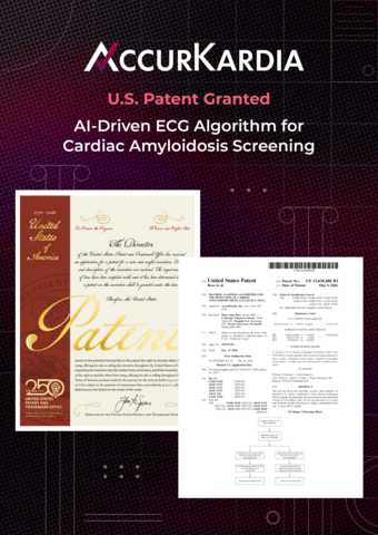 original AccurKardia’s patent establishes its intellectual property foundation across all major amyloidosis subtypes, including AL amyloidosis and wild-type and hereditary ATTR amyloidosis. It joins a growing pipeline of AccurKardia AI-ECG biomarkers that includes FDA Breakthrough Device-designated algorithms for aortic stenosis (AK-AVS™) and hyperkalemia (AK+ Guard™), alongside the company's FDA-cleared automated ECG interpretation platform, AccurECG™ 2.0.