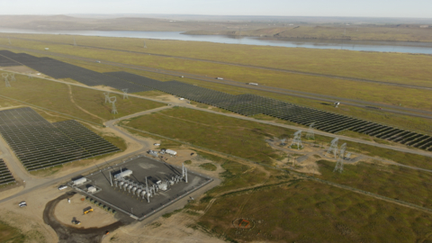 original Aerial photo of Tower Solar project, showing solar array and substation. Credit: Avangrid