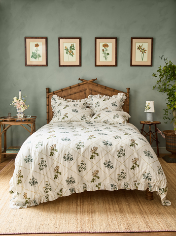 June Rose Ruffle Bedding from the New York Botanical Garden's new Collaboration with GreenRow
