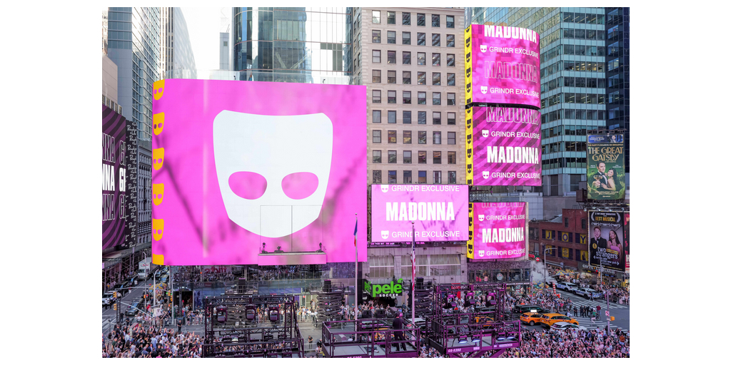 MADRE ATERRIZA SOBRE NUEVA YORK: GRINDR Y MADONNA SE UNEN PARA UNA NOCHE LEGENDARIA EN TIMES SQUARE