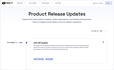 original The Product Release page will showcase recent Inkit feature releases, enhancements, and platform updates.