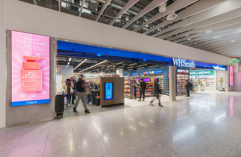WHSmith's flagship store at Heathrow Airport Terminal 4, where SOLUM's electronic shelf label (ESL) solution is being introduced as part of the companies' travel retail partnership. (Image: SOLUM)