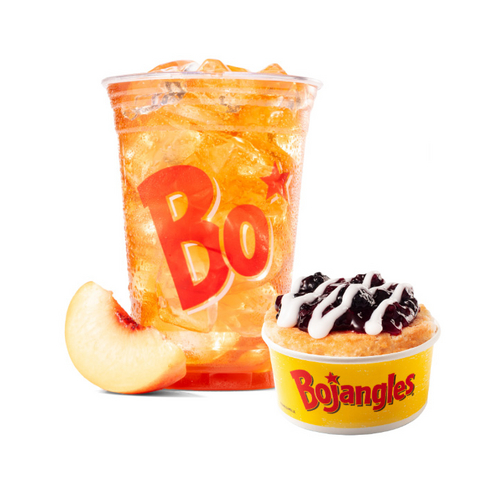 original Bojangles' Peach Iced Tea and Blackberry Cobbler, available for a limited time only.