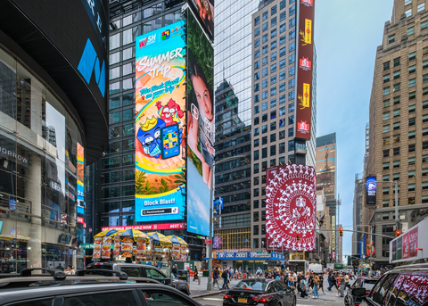 original Block Blast! appeared at One Times Square in New York.