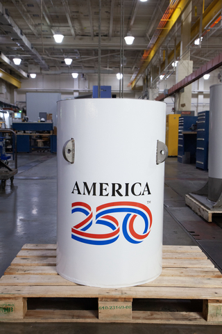 original The America250 time capsule, shown here in the machine shop where it was created at the National Institute of Standards and Technology (NIST) in Gaithersburg, Md. Credit: Rich Press/NIST