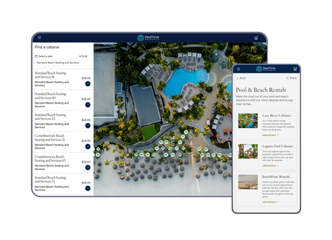 original Pictured: RealTime Reservation's dynamic booking interface allows hotel guests to select and reserve pool and beach amenities by location, date, and availability, streamlining ancillary revenue management for properties of any size. Courtesy of RealTime Reservation