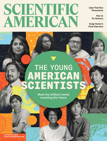 Scientific American's July-August Issue Cover — The Young American Scientists 2026.