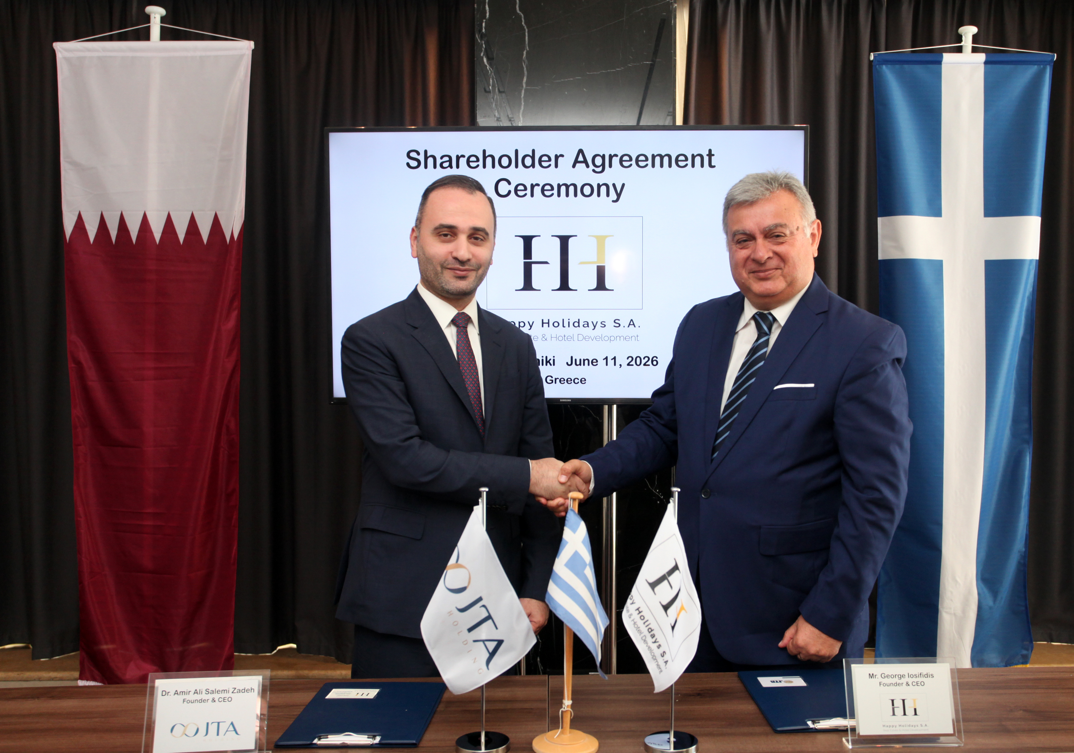 Dr. Amir Ali Salemi Zadeh, CEO of JTA Investment Holding and Georgios Iosifidis, Founder u0026amp; Owner of Happy Holidays S.A.
