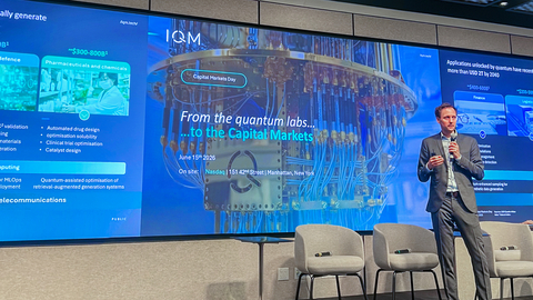 original IQM CEO and Co-founder Jan Goetz presenting the company's growth strategy, technology roadmap, and commercial vision at the inaugural Capital Markets Day at Nasdaq MarketSite.