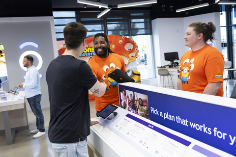 original Xfinity members seen at an Xfinity Store, on Monday, June 15, 2026, experiencing Xfinity's activation for Illumination's Minions & Monsters featuring exclusive AR experiences, collectible drops and photo moments. King of Prussia, Penn. (Ryan Collerd/AP Content Services for Comcast)
