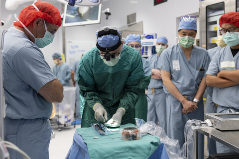 original Dr. Matthew Willsey and the Paradromics team including Chief Medical Officer Stephen Ryu, Director of Neuroscience Shaoyu Qiao, and Ken Walker test the Connexus® BCI components in the operating room for the first human implant surgery.