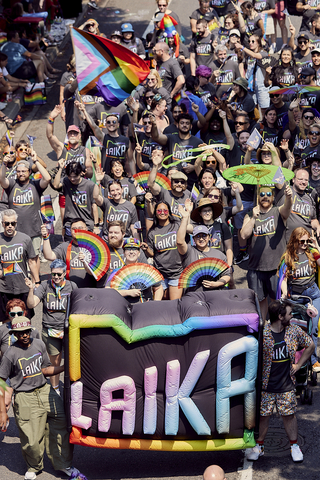 original LAIKA participates in Portland's Pride Parade.