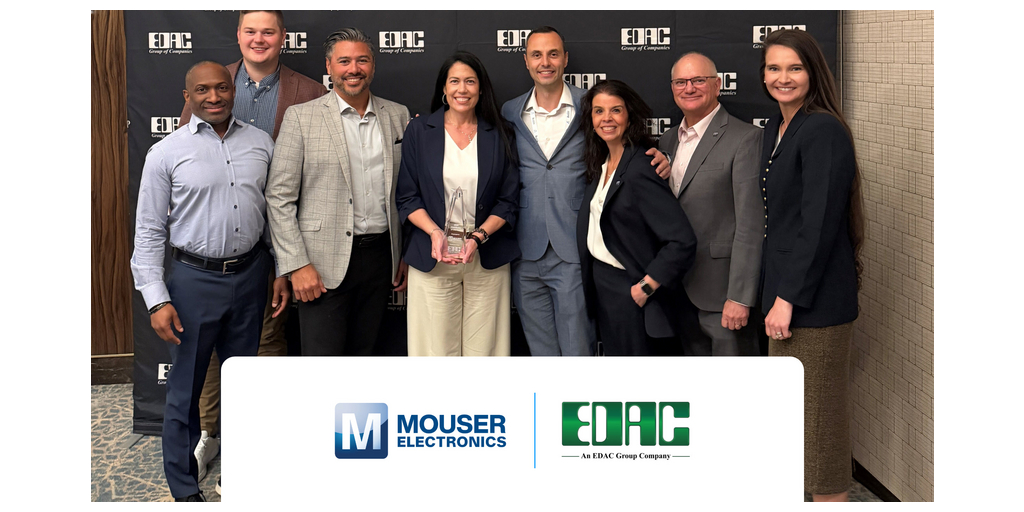 EDAC Group Honors Mouser Electronics With Second Consecutive Distributor of the Year Award
