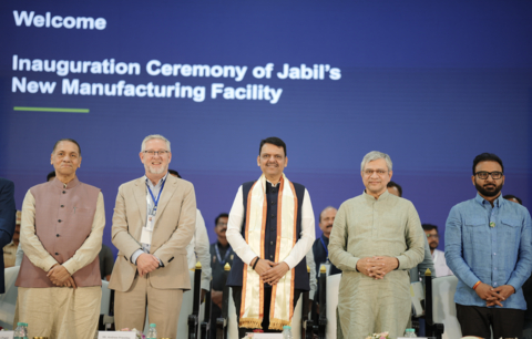 Jabil's new facility in Pune, India, was inaugurated on 16 June 2026, with honored guests including (left to right) Shri Dilip Walse Patil, Executive Vice President and Chief Operations Officer Andrew Priestley, The Honourable Chief Minister of Maharashtra, Shri Devendra Fadnavis Ji, Honorable Minister for Railways, Information & Broadcasting, and Electronics & Information Technology, Shri Ashwini Vaishnaw Ji, and Shri Dnyaneshwar Katke.