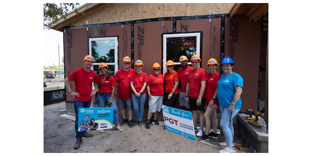 PGT Windows and Doors Partners with Brian and Mika Kleinschmidt to Volunteer and Donate Product for Habitat for Humanity Tampa Bay Gulfside Project