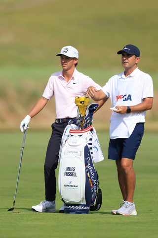 original Miles Russell with his caddie at the 2026 U.S. Open