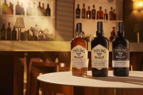 original Three expressions of Teeling Irish Whiskey: Single Grain, Small Batch and Single Malt