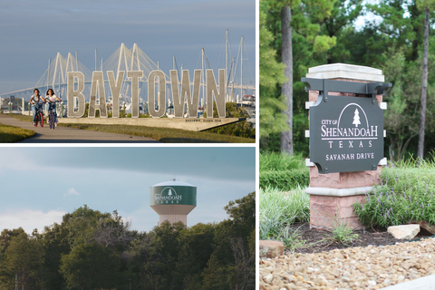 Images of Baytown and Shenandoah, Texas, where Ameresco is deploying advanced metering infrastructure projects to modernize water systems, enhance operational visibility, and provide near real-time usage data to improve efficiency, customer service, and long-term water management.