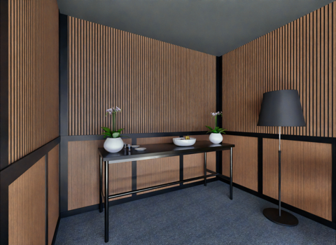 original Palladium® GrooveLine Protection Sheet: A Slatted Wood Look, Redesigned for Commercial Spaces