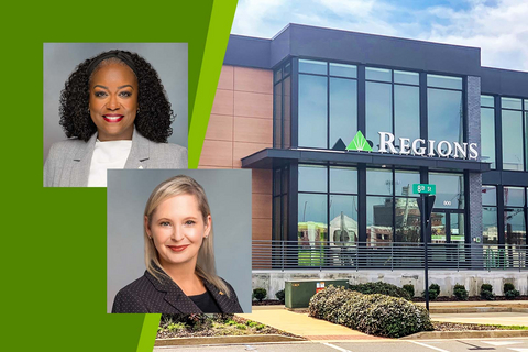 original Longtime Regions banker Mia Hubbard (top left) will serve as Retail Service Delivery Manager, and Lisa Phillips (lower, right) will succeed Hubbard as Consumer Banking Executive for Regions in Georgia and the Carolinas.