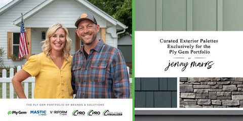 original Jenny Marrs partners with Ply Gem® Windows and Doors, Mastic® Siding and Ply Gem Accessories from Cornerstone Building Brands to launch 12 curated exterior design palettes that help homeowners confidently coordinate colors, materials and products across the Ply Gem Portfolio.