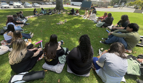 Learn4Life students participate in social emotional wellness activities coordinated by social work college interns earning their practicum hours while serving the high schools
