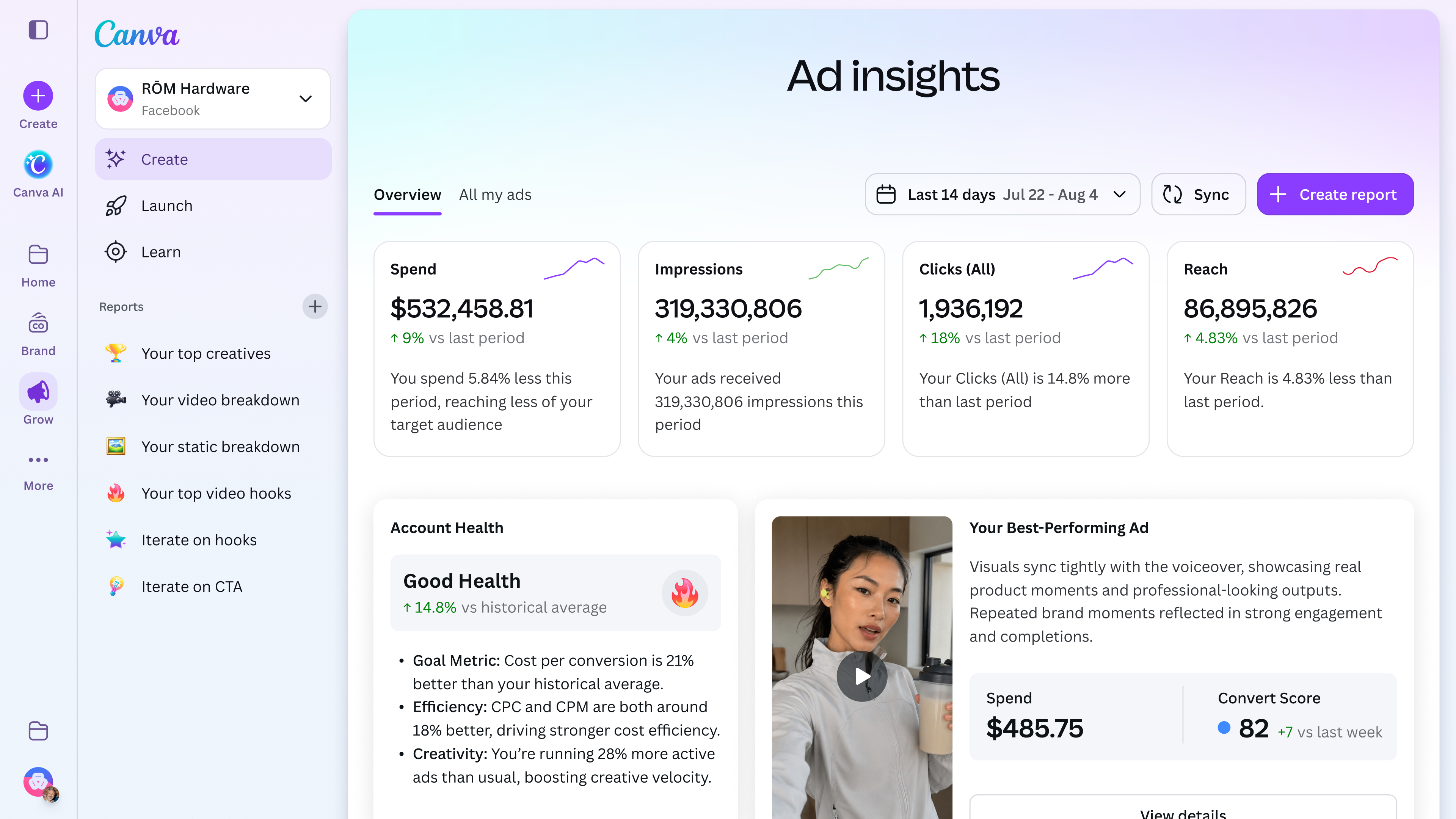 Instead of jumping between platform dashboards, Multi-Platform Ad Insights & Reports bring performance reporting across Meta, TikTok, and LinkedIn into one seamless, visual experience, allowing users to identify top-performing creative and trends, build custom reports, and share insights across teams without leaving the platform.