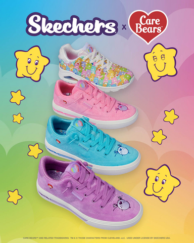 thumbnail Sharing is caring: Skechers and Care Bears™ are teaming up for a heartwarming new Skechers x Care Bears™ collection for women and children. (Women's styles shown above.) 